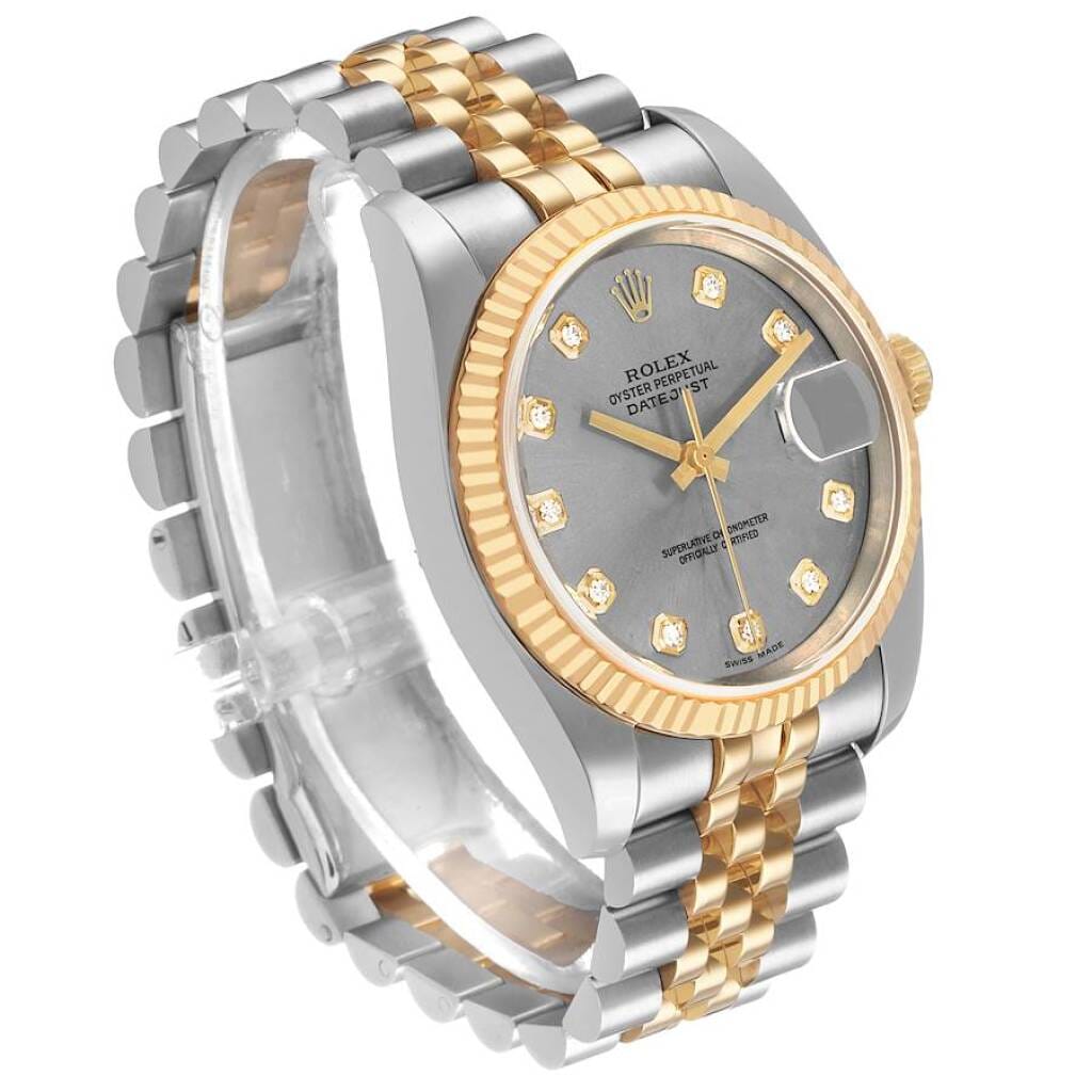Datejust (Reference 116233). A 36mm yellow gold stainless steel diamond-set automatic wristwatch with date. 2005-2006