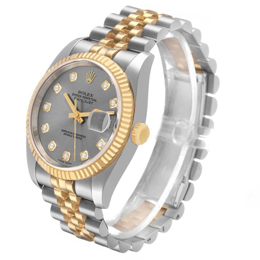 Datejust (Reference 116233). A 36mm yellow gold stainless steel diamond-set automatic wristwatch with date. 2005-2006
