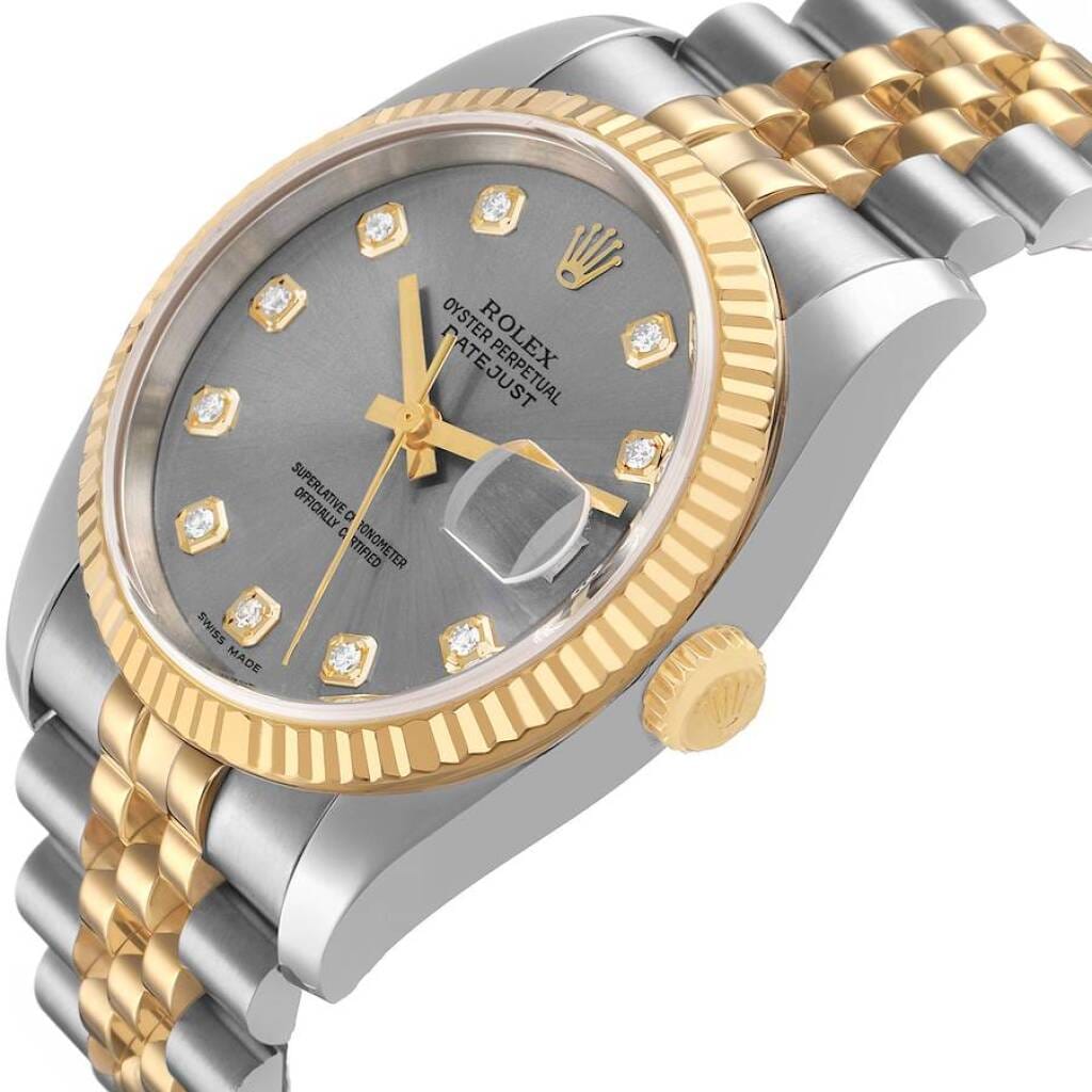 Datejust (Reference 116233). A 36mm yellow gold stainless steel diamond-set automatic wristwatch with date. 2005-2006