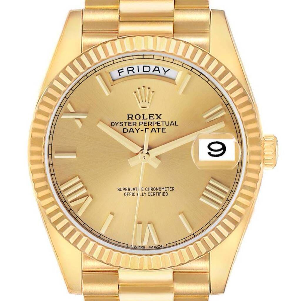 President Day-Date (Reference 228238). A 40mm yellow gold automatic wristwatch with date and day. 2015