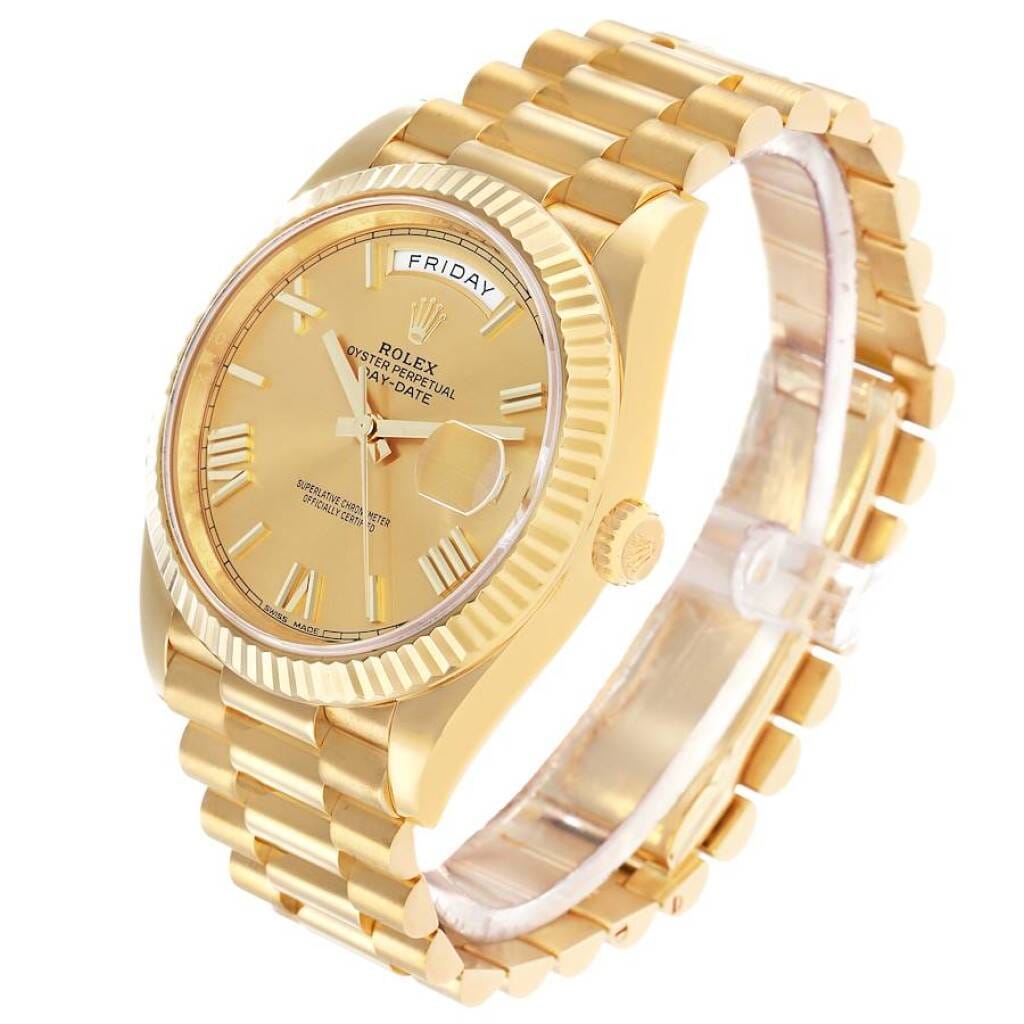 President Day-Date (Reference 228238). A 40mm yellow gold automatic wristwatch with date and day. 2015