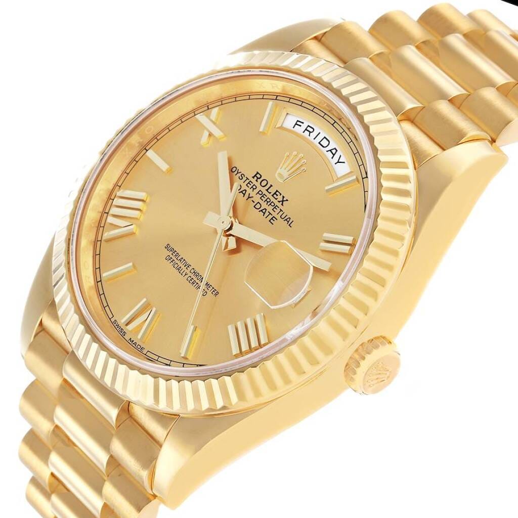President Day-Date (Reference 228238). A 40mm yellow gold automatic wristwatch with date and day. 2015