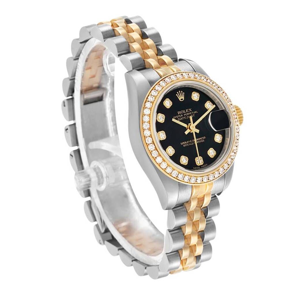 Datejust (Reference 179383). A 26mm yellow gold stainless steel diamond-set automatic wristwatch with date.