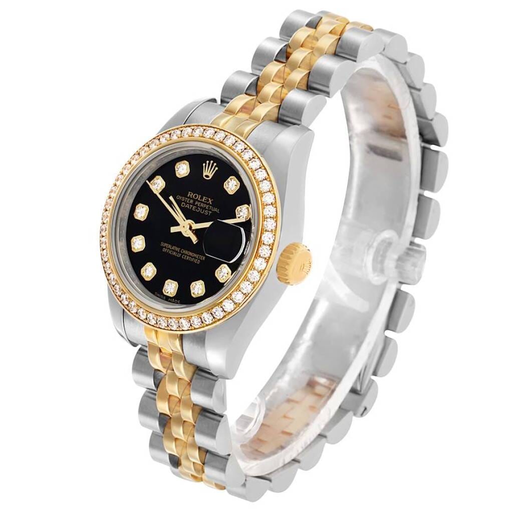 Datejust (Reference 179383). A 26mm yellow gold stainless steel diamond-set automatic wristwatch with date.