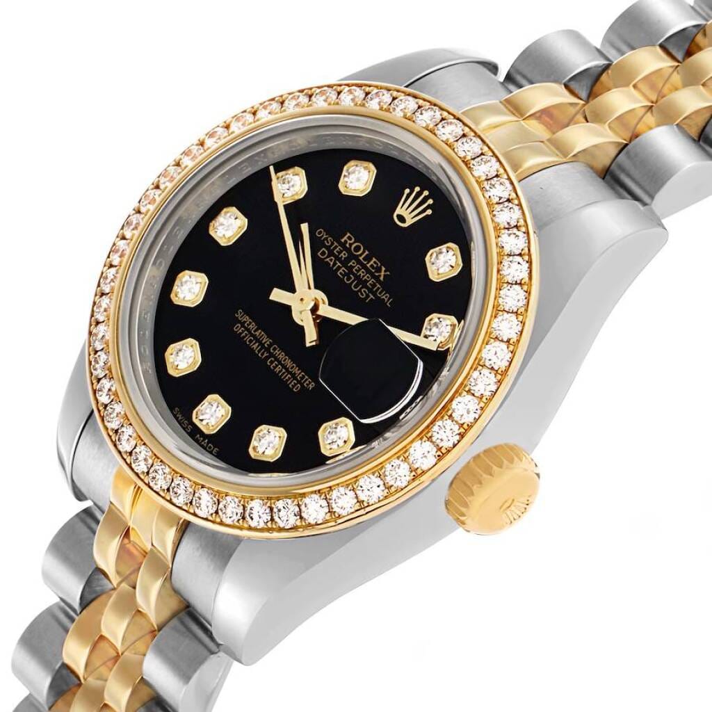 Datejust (Reference 179383). A 26mm yellow gold stainless steel diamond-set automatic wristwatch with date.
