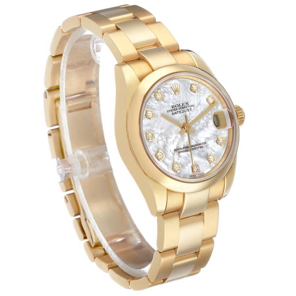 President Datejust (Reference 178248). A 31mm yellow gold diamond-set automatic wristwatch with date.
