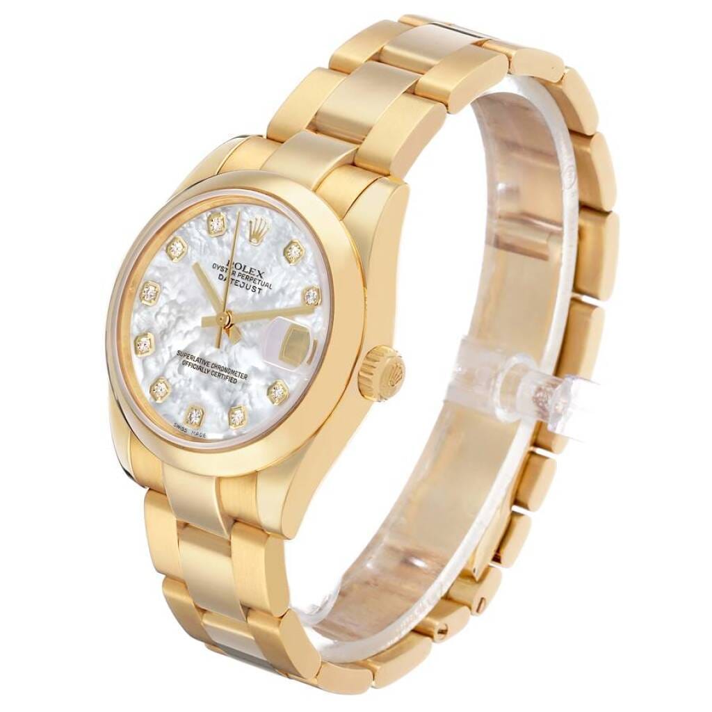 President Datejust (Reference 178248). A 31mm yellow gold diamond-set automatic wristwatch with date.