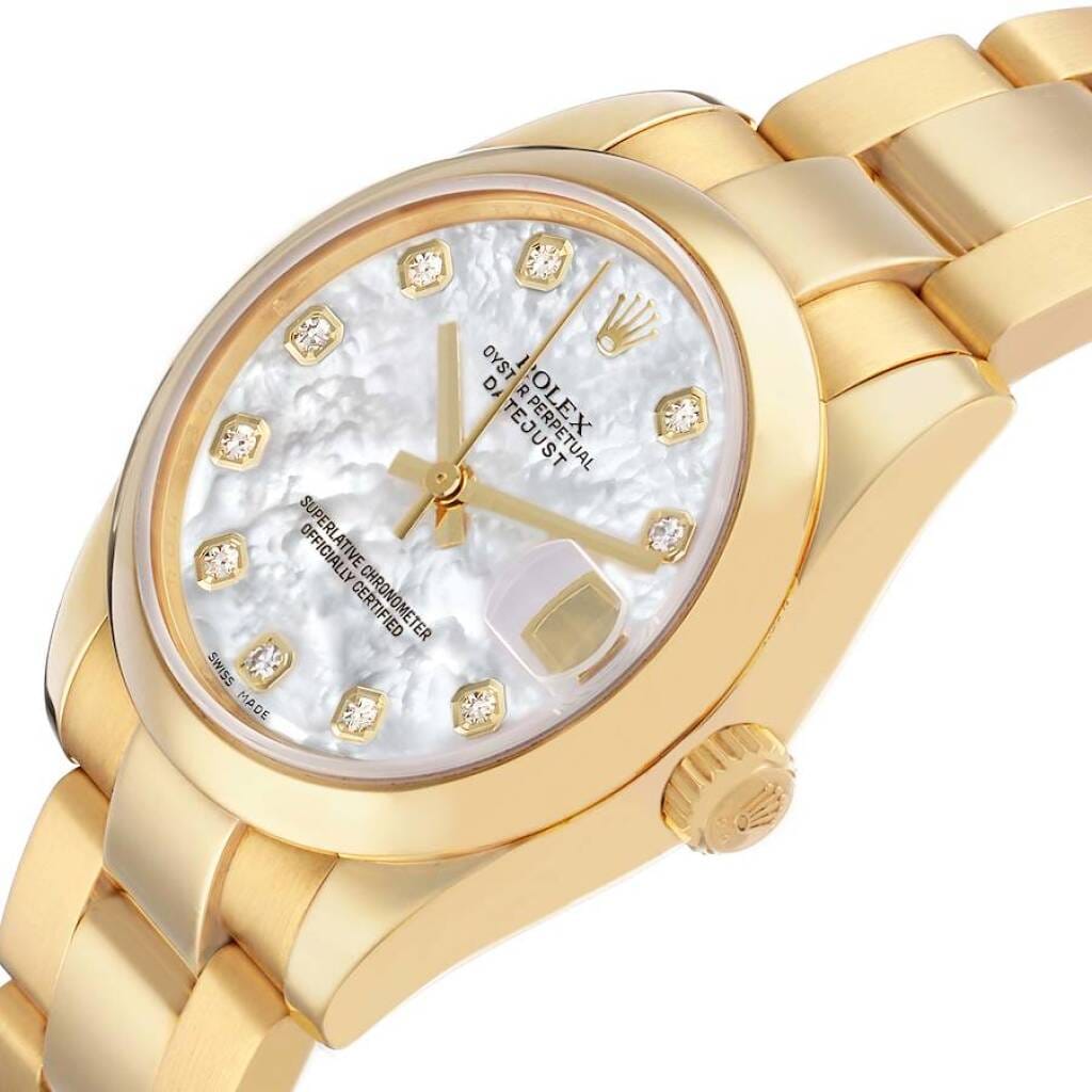 President Datejust (Reference 178248). A 31mm yellow gold diamond-set automatic wristwatch with date.