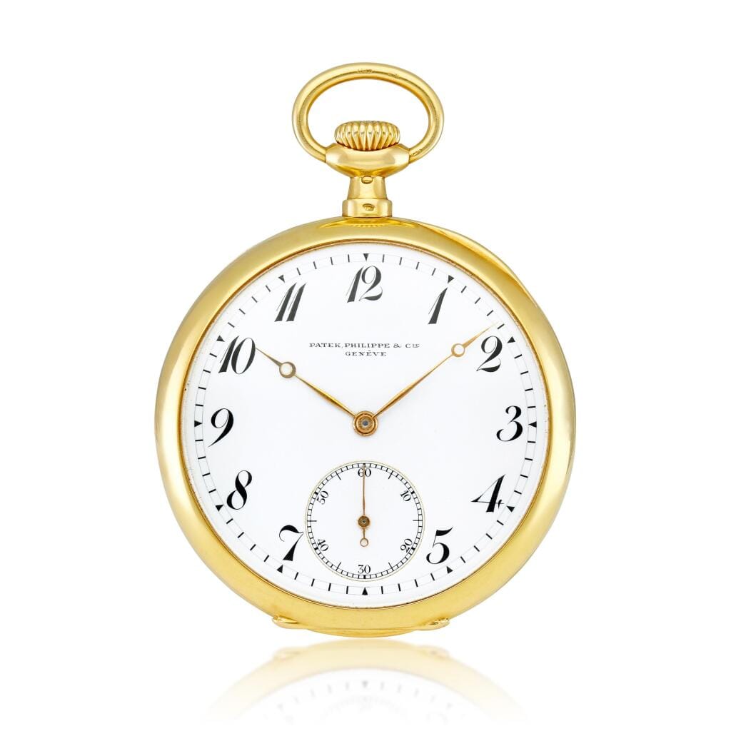 A yellow gold mechanical keyless openface watch with enamel dial. Circa 1915