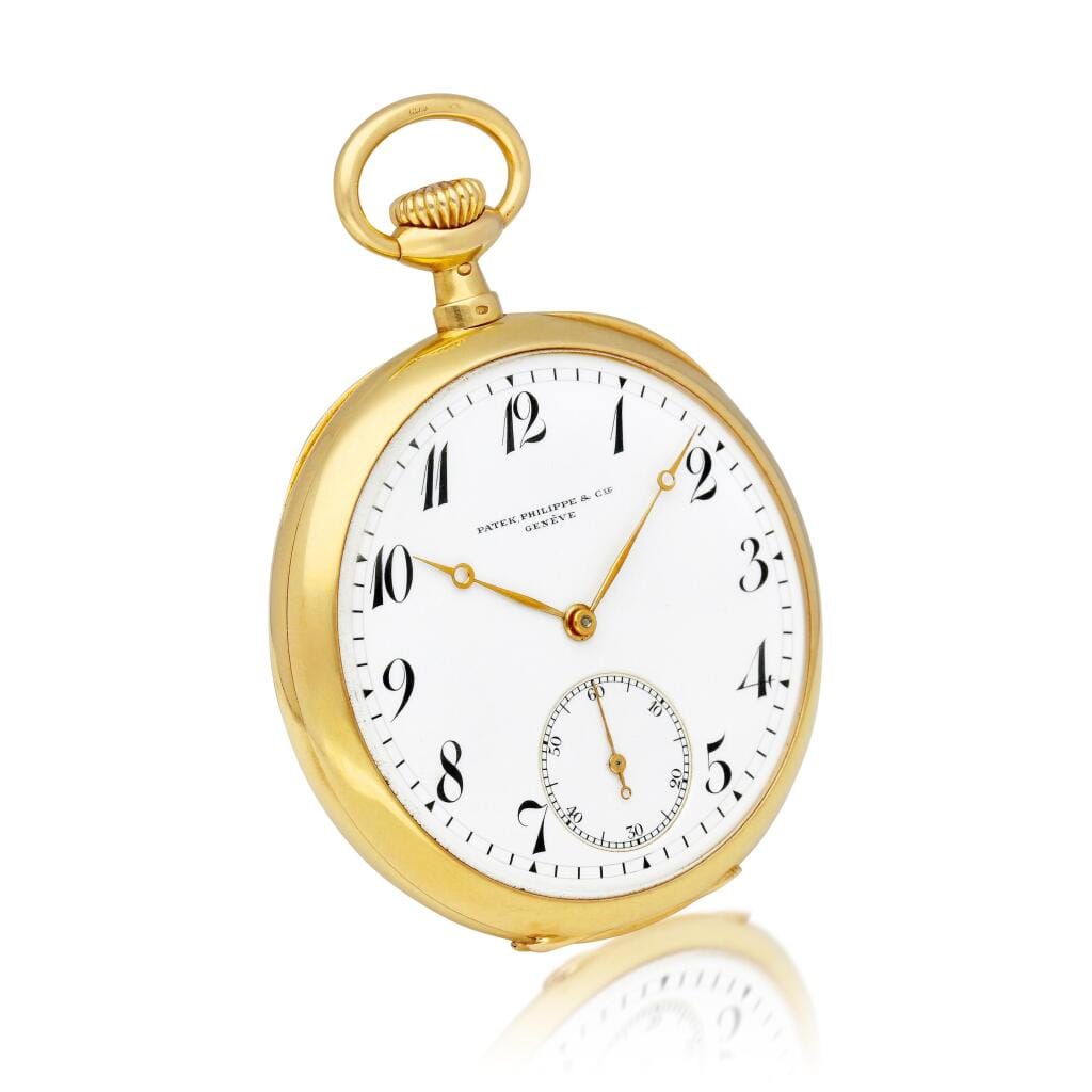 A yellow gold mechanical keyless openface watch with enamel dial. Circa 1915