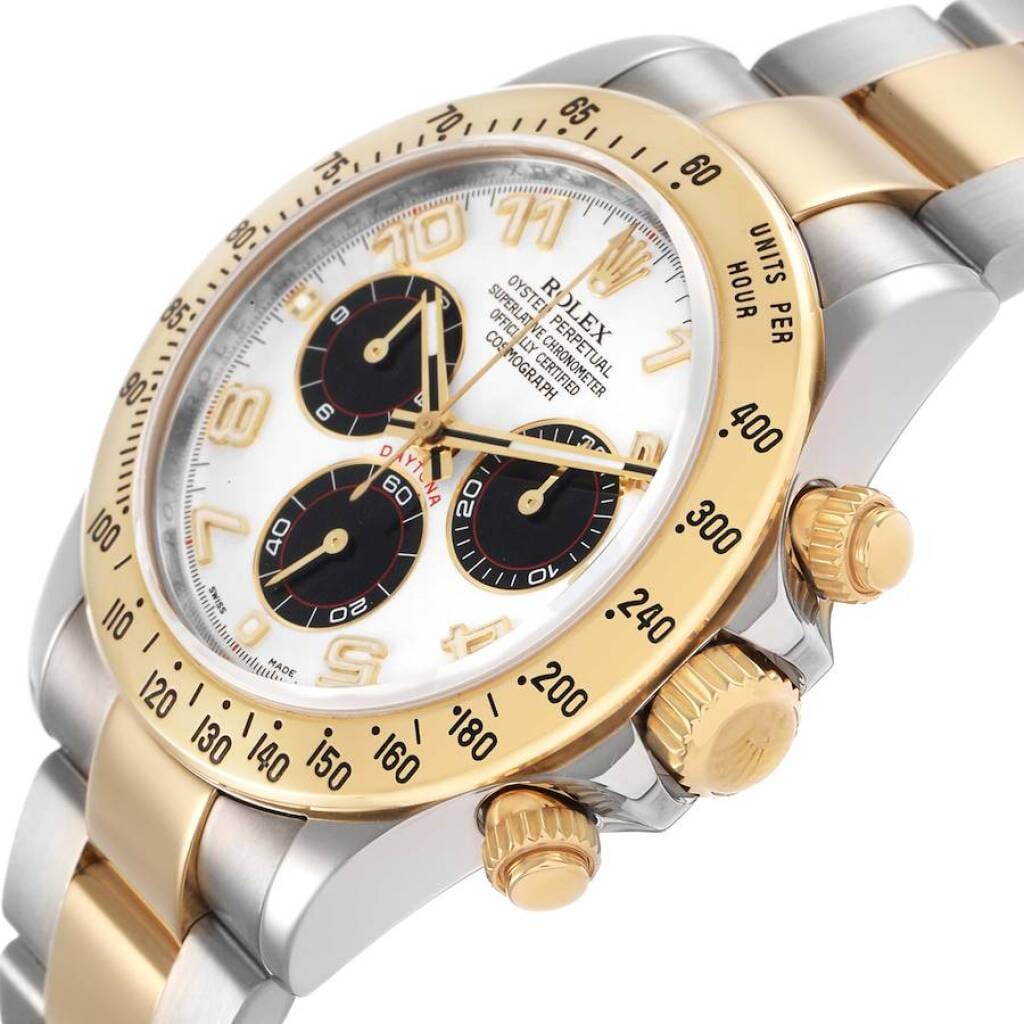 Cosmograph Daytona Panda Racing Dial (Reference 116523). A 40mm yellow gold stainless steel automatic wristwatch with chronograph. 2008-2009