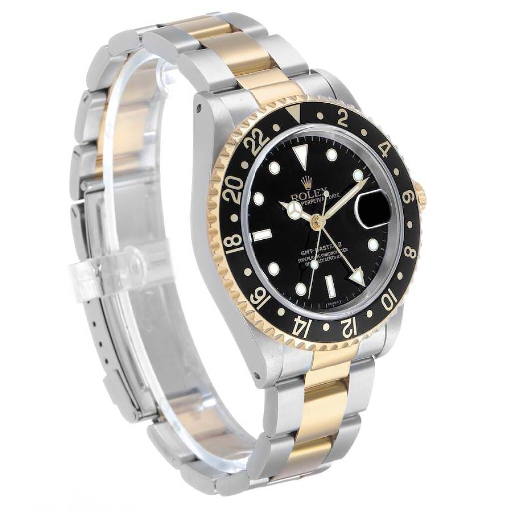 GMT-Master II (Reference 16713). A 40mm yellow gold stainless steel automatic wristwatch with date and dual time. Circa 1999-2000
