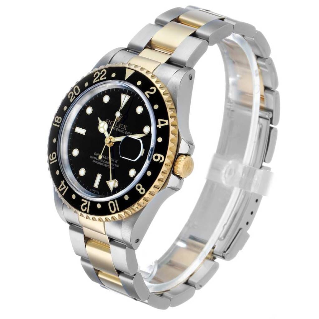 GMT-Master II (Reference 16713). A 40mm yellow gold stainless steel automatic wristwatch with date and dual time. Circa 1999-2000