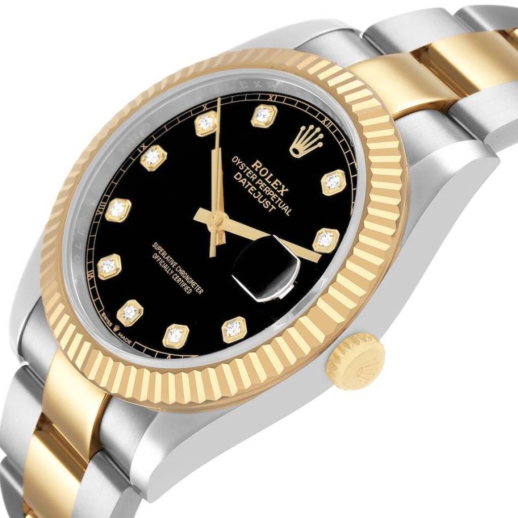 Datejust (Reference 126333). A 41mm yellow gold stainless steel diamond-set automatic wristwatch with date. 2022