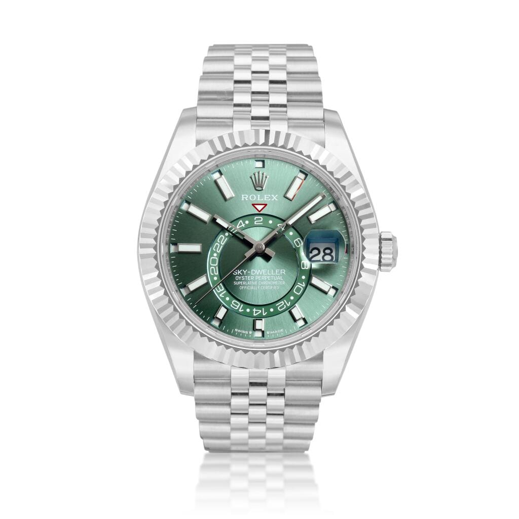 Sky-Dweller (Reference 336934). A 42mm white gold stainless steel automatic wristwatch with date and dual time. 2023