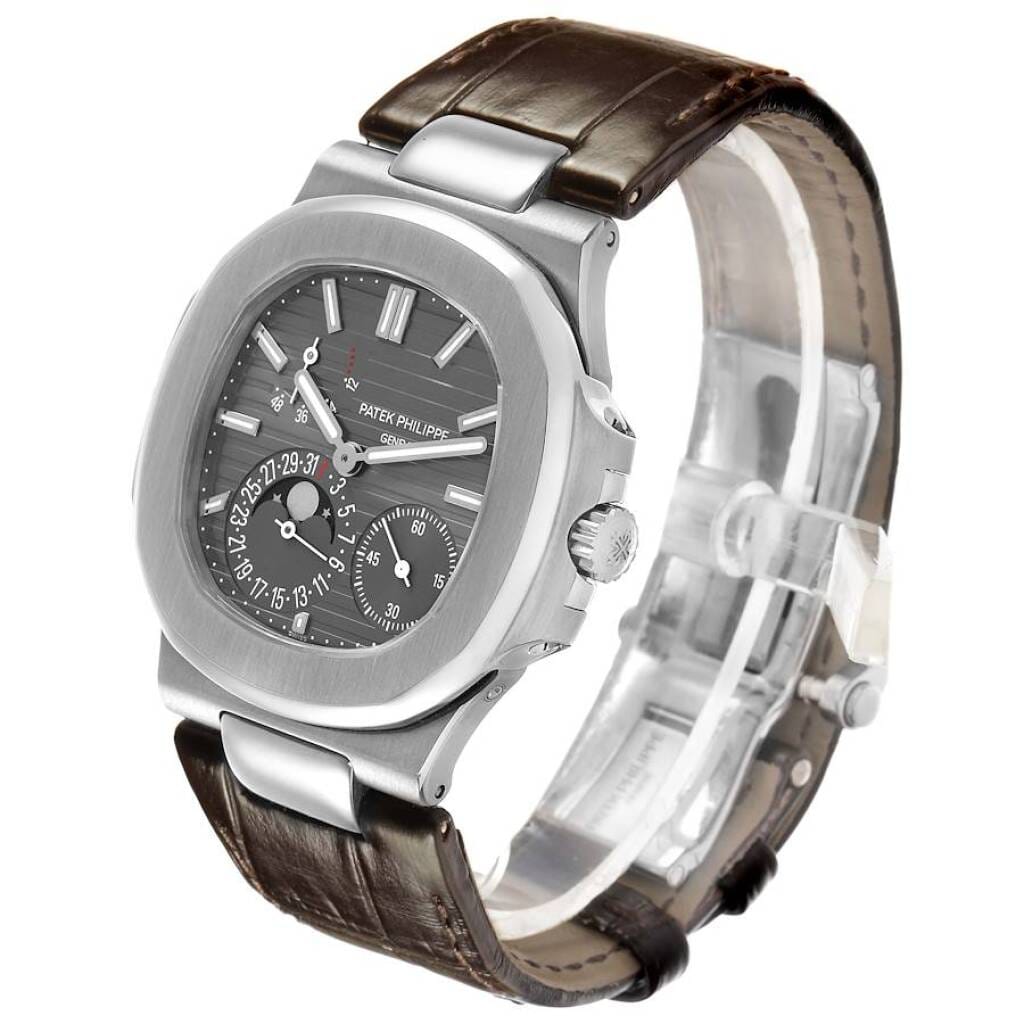 Nautilus (Reference 5712G-001). A 40mm white gold automatic wristwatch with date, moon phase, and power reserve. 2008