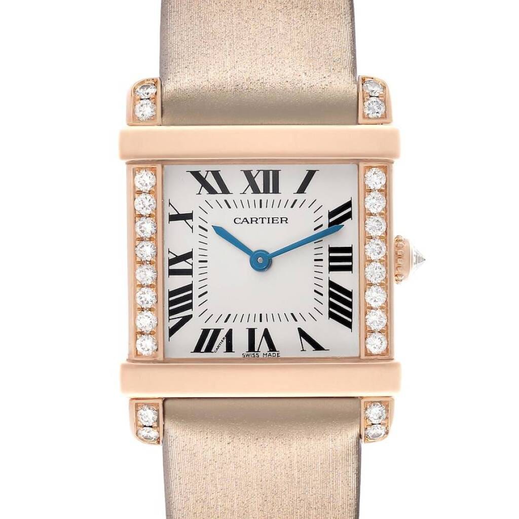 Tank Chinoise (Reference WE300131). A 32mm rose gold diamond-set quartz wristwatch.