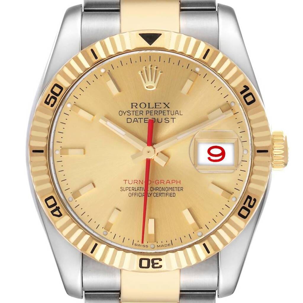 Datejust Turn-O-Graph (Reference 116263). A 36mm yellow gold stainless steel automatic wristwatch with date. 2005-2006