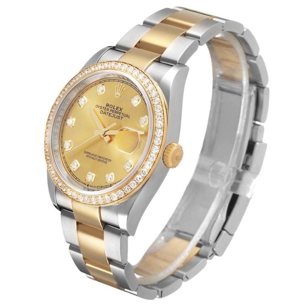 Datejust (Reference 126283RBR). A 36mm yellow gold stainless steel diamond-set automatic wristwatch with date. 2021