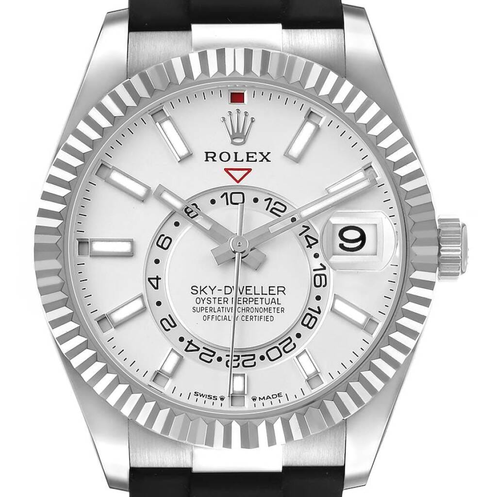 Sky-Dweller (Reference 336239). A 42mm white gold automatic wristwatch with date and dual time. 2023