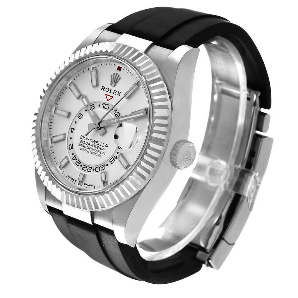 Sky-Dweller (Reference 336239). A 42mm white gold automatic wristwatch with date and dual time. 2023