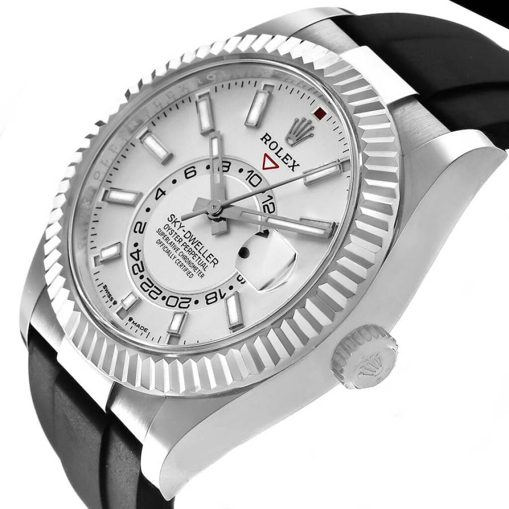 Sky-Dweller (Reference 336239). A 42mm white gold automatic wristwatch with date and dual time. 2023