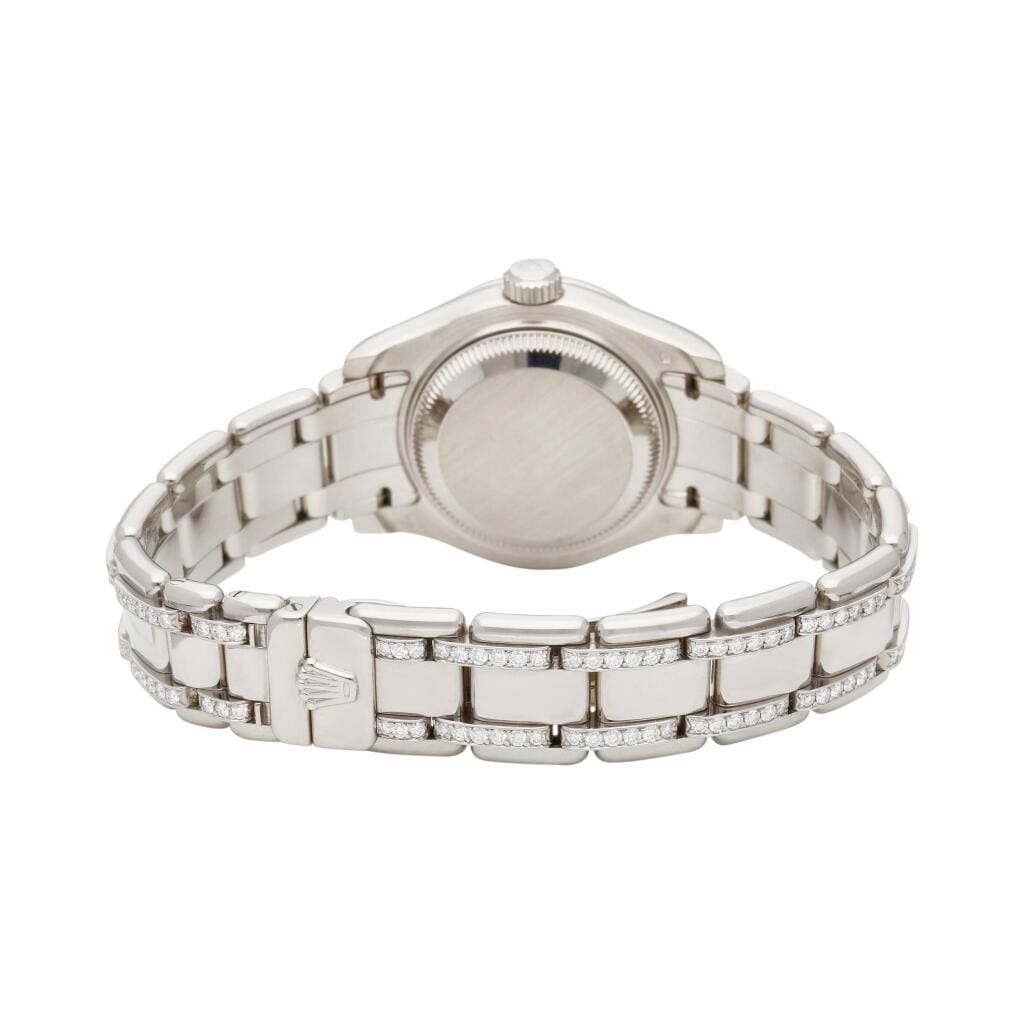 Datejust Pearlmaster (Reference 69309). A white gold diamond-set automatic wristwatch with mother-of-pearl dial and date. 1995