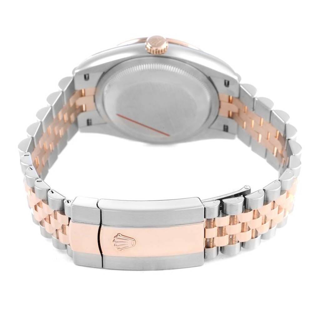 Datejust (Reference 126281RBR). A 36mm rose gold stainless steel diamond-set automatic wristwatch with date.