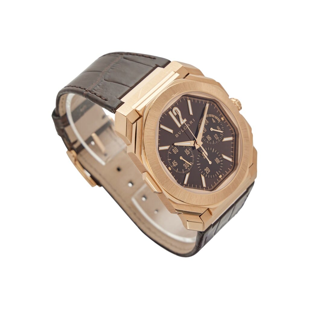 Octo Finissimo Chronograph GMT (Reference 103468). A 43mm rose gold automatic wristwatch with chronograph and dual time. 2015