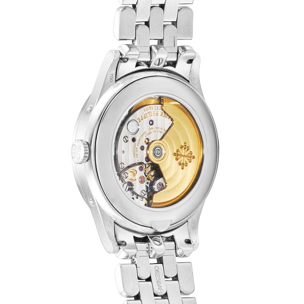 Complications (Reference 5396/1G). A white gold annual calendar automatic wristwatch with moon phases and bracelet. Circa 2013