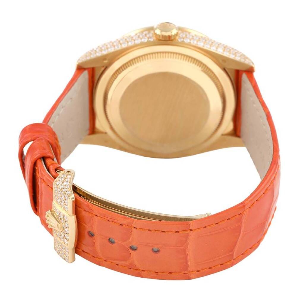 President Day-Date (Reference 128158RBR). A 36mm yellow gold diamond-set automatic wristwatch with date and day. 2024
