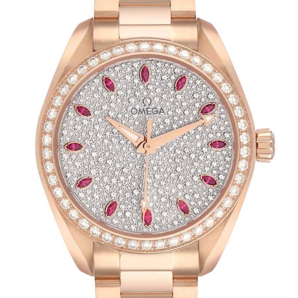 Aqua Terra (Reference 220.55.34.20.99.001). A 34mm rose gold & diamond ruby-set automatic wristwatch. 2023