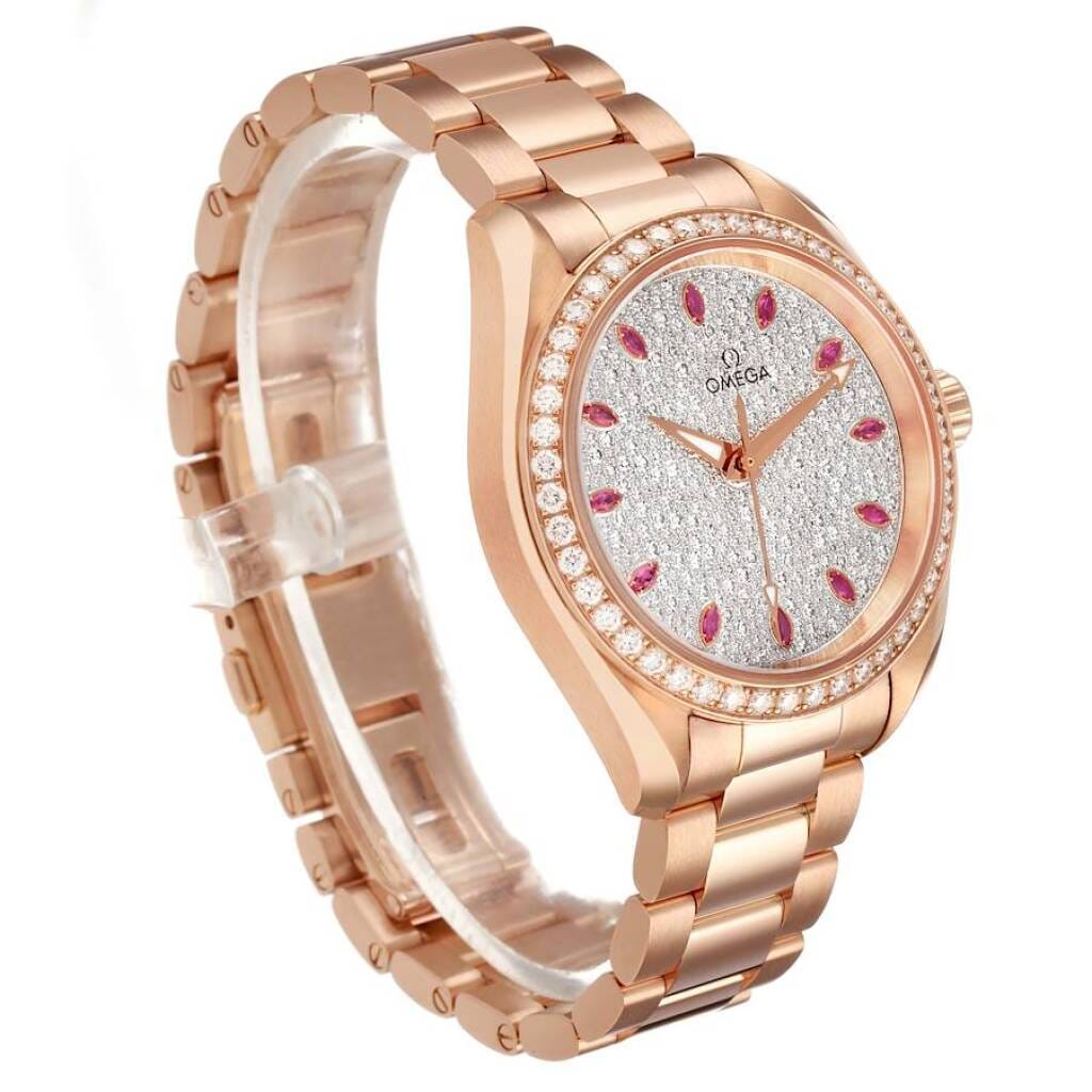 Aqua Terra (Reference 220.55.34.20.99.001). A 34mm rose gold & diamond ruby-set automatic wristwatch. 2023