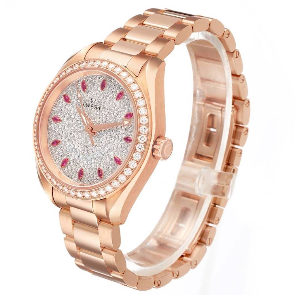 Aqua Terra (Reference 220.55.34.20.99.001). A 34mm rose gold & diamond ruby-set automatic wristwatch. 2023