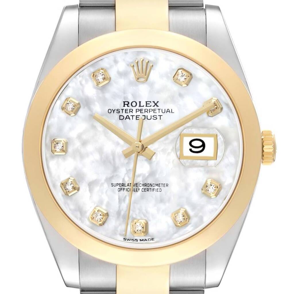 Datejust (Reference 126303). A 41mm yellow gold stainless steel diamond-set automatic wristwatch with date.