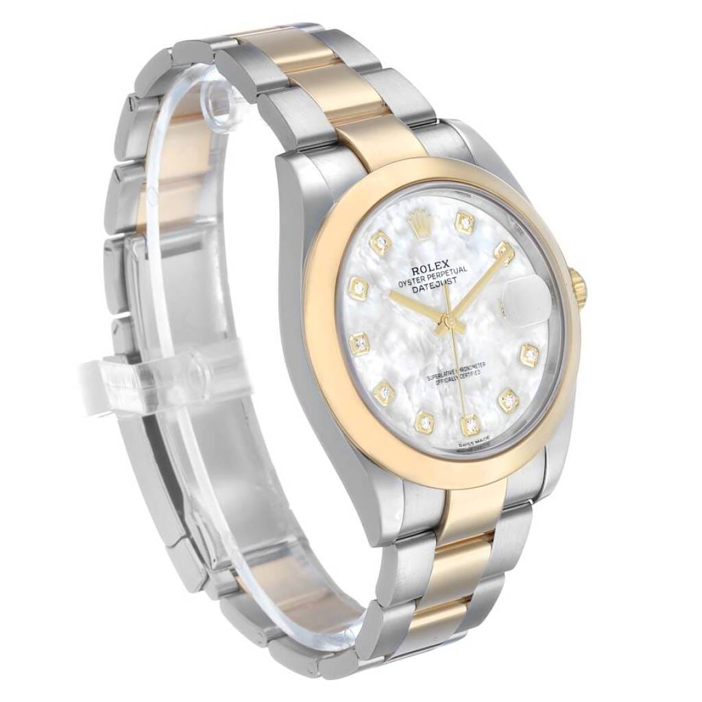 Datejust (Reference 126303). A 41mm yellow gold stainless steel diamond-set automatic wristwatch with date.