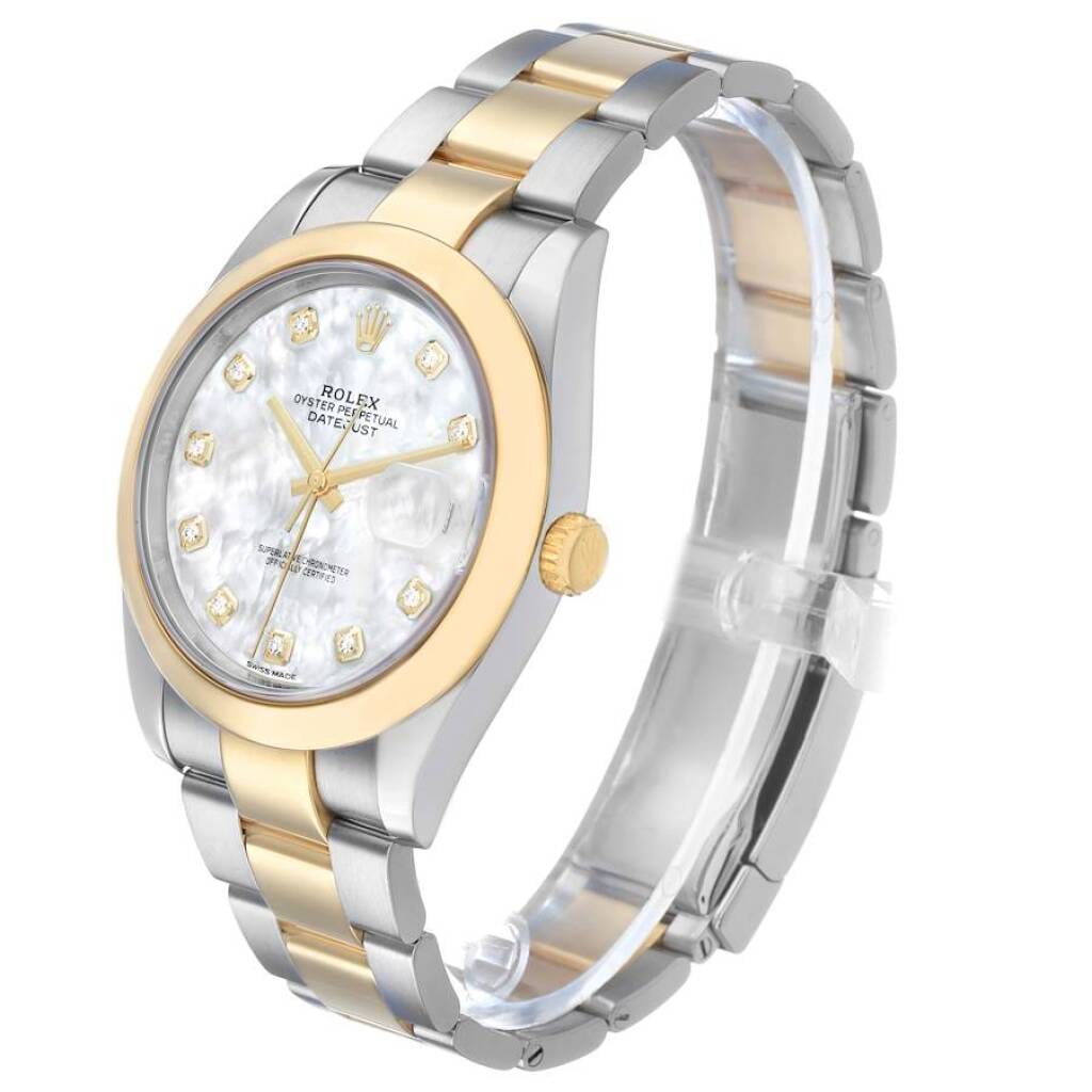 Datejust (Reference 126303). A 41mm yellow gold stainless steel diamond-set automatic wristwatch with date.
