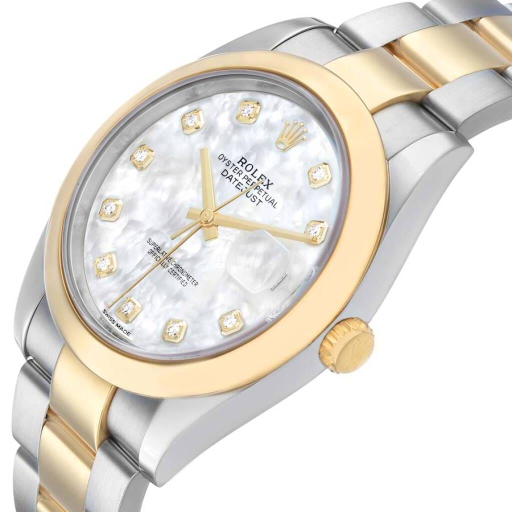 Datejust (Reference 126303). A 41mm yellow gold stainless steel diamond-set automatic wristwatch with date.