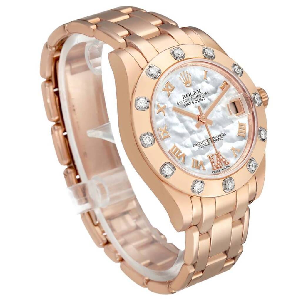 Pearlmaster Datejust (Reference 81315). A 34mm rose gold diamond-set automatic wristwatch with date. 2012