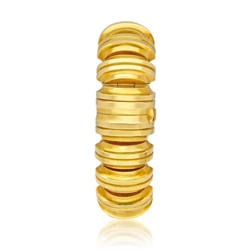 Precision (Reference 4615). A 21.5mm yellow gold manual wind bracelet watch with concealed dial. 1947