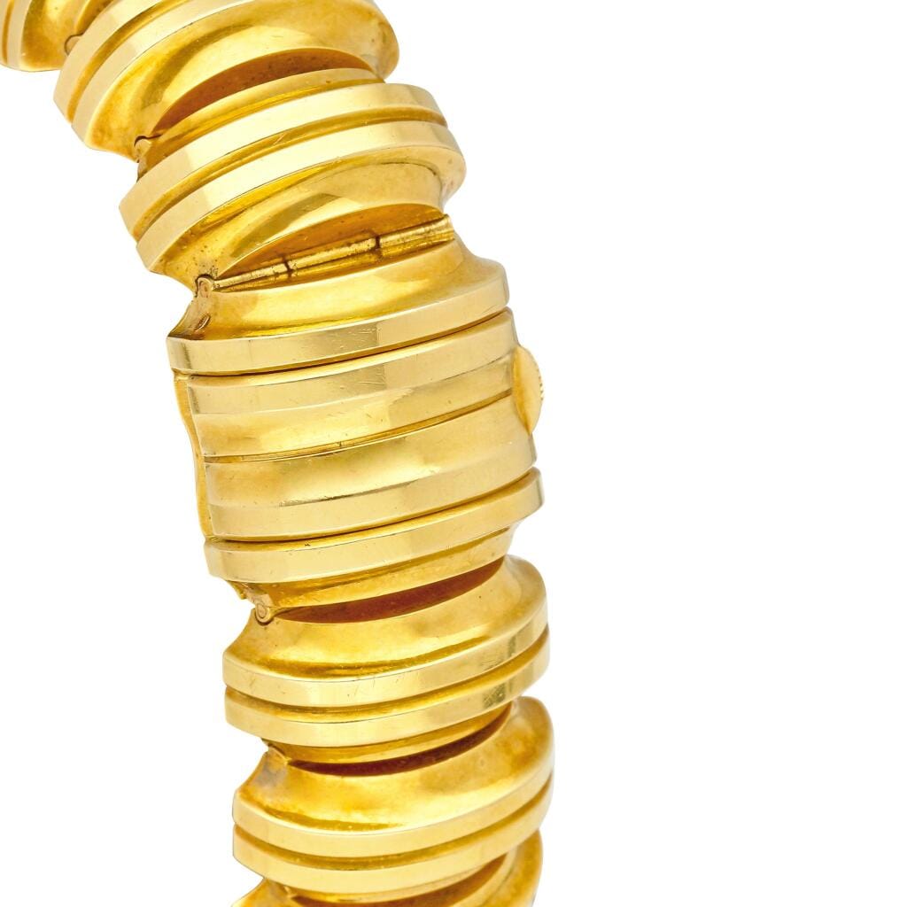 Precision (Reference 4615). A 21.5mm yellow gold manual wind bracelet watch with concealed dial. 1947