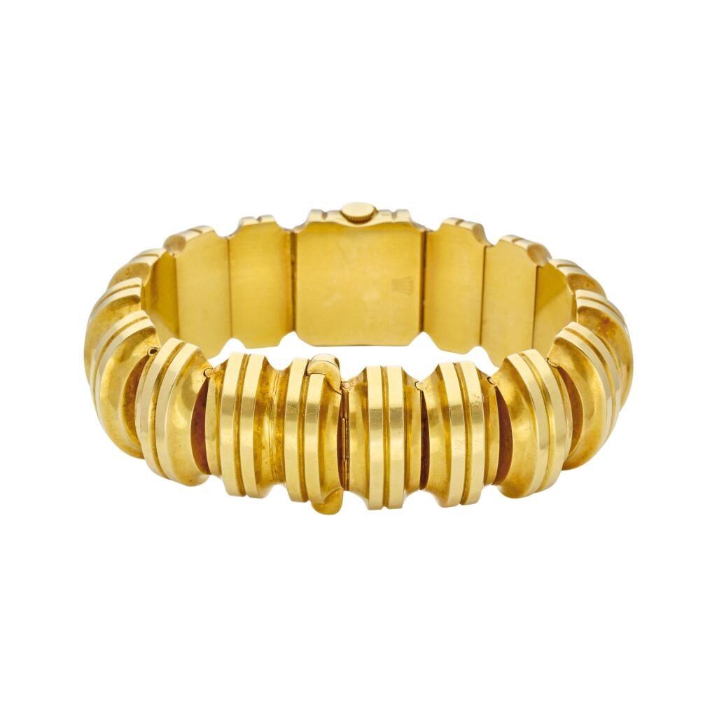 Precision (Reference 4615). A 21.5mm yellow gold manual wind bracelet watch with concealed dial. 1947