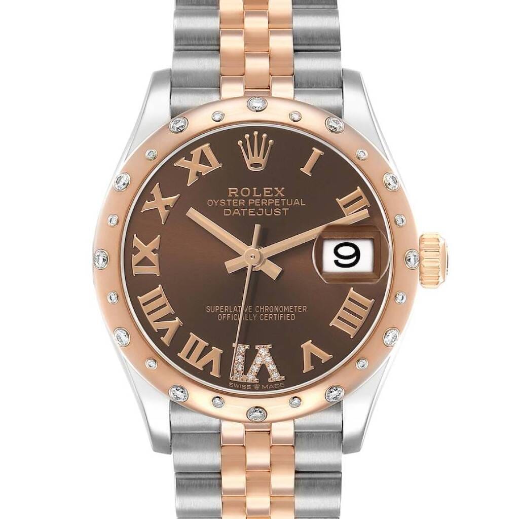 Datejust (Reference 278341RBR). A 31mm rose gold stainless steel diamond-set automatic wristwatch with date. 2021