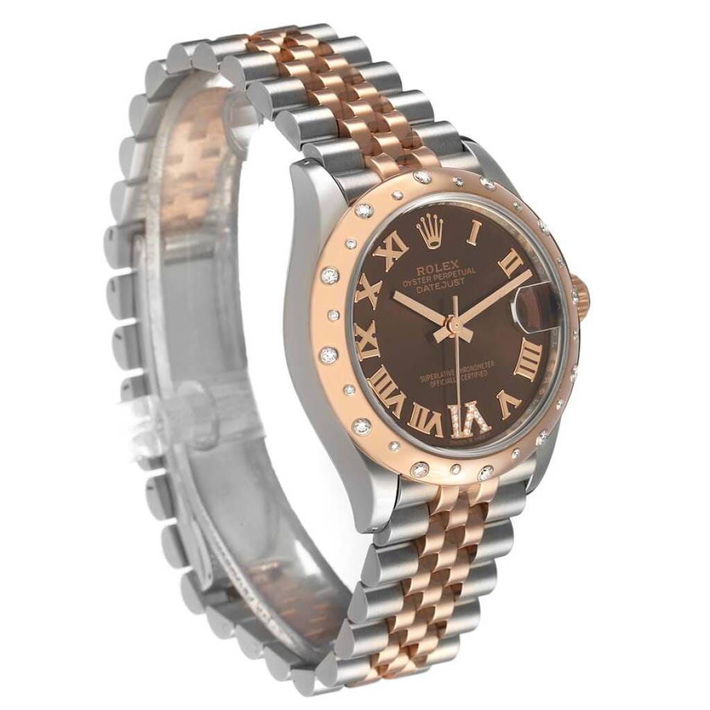 Datejust (Reference 278341RBR). A 31mm rose gold stainless steel diamond-set automatic wristwatch with date. 2021