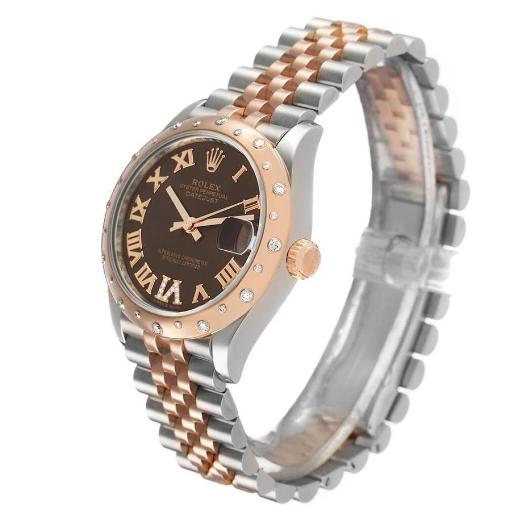 Datejust (Reference 278341RBR). A 31mm rose gold stainless steel diamond-set automatic wristwatch with date. 2021
