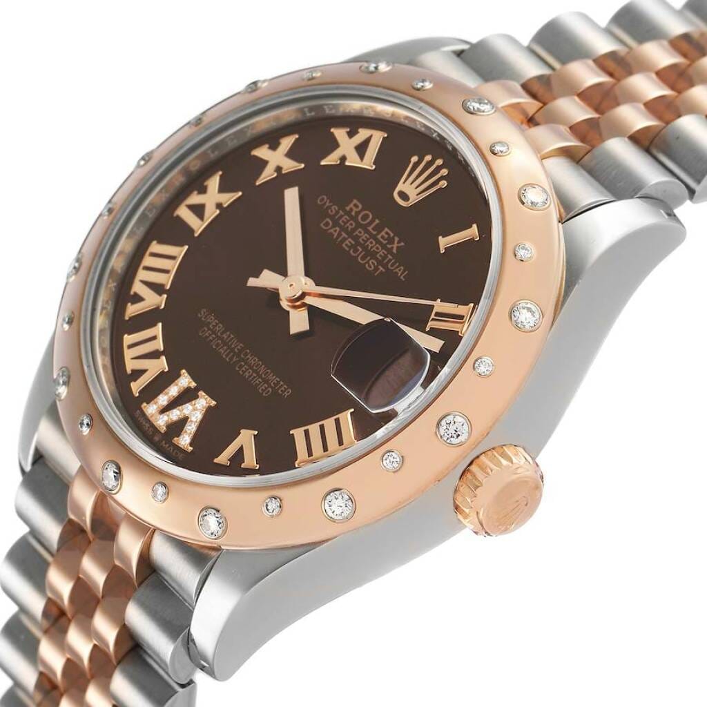 Datejust (Reference 278341RBR). A 31mm rose gold stainless steel diamond-set automatic wristwatch with date. 2021