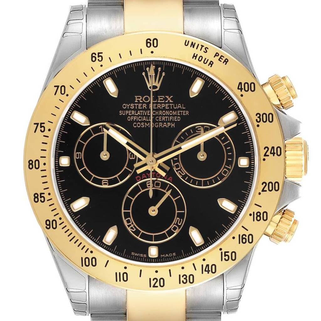 Cosmograph Daytona NOS (Reference 116523). A 40mm yellow gold stainless steel automatic wristwatch with chronograph. 2008