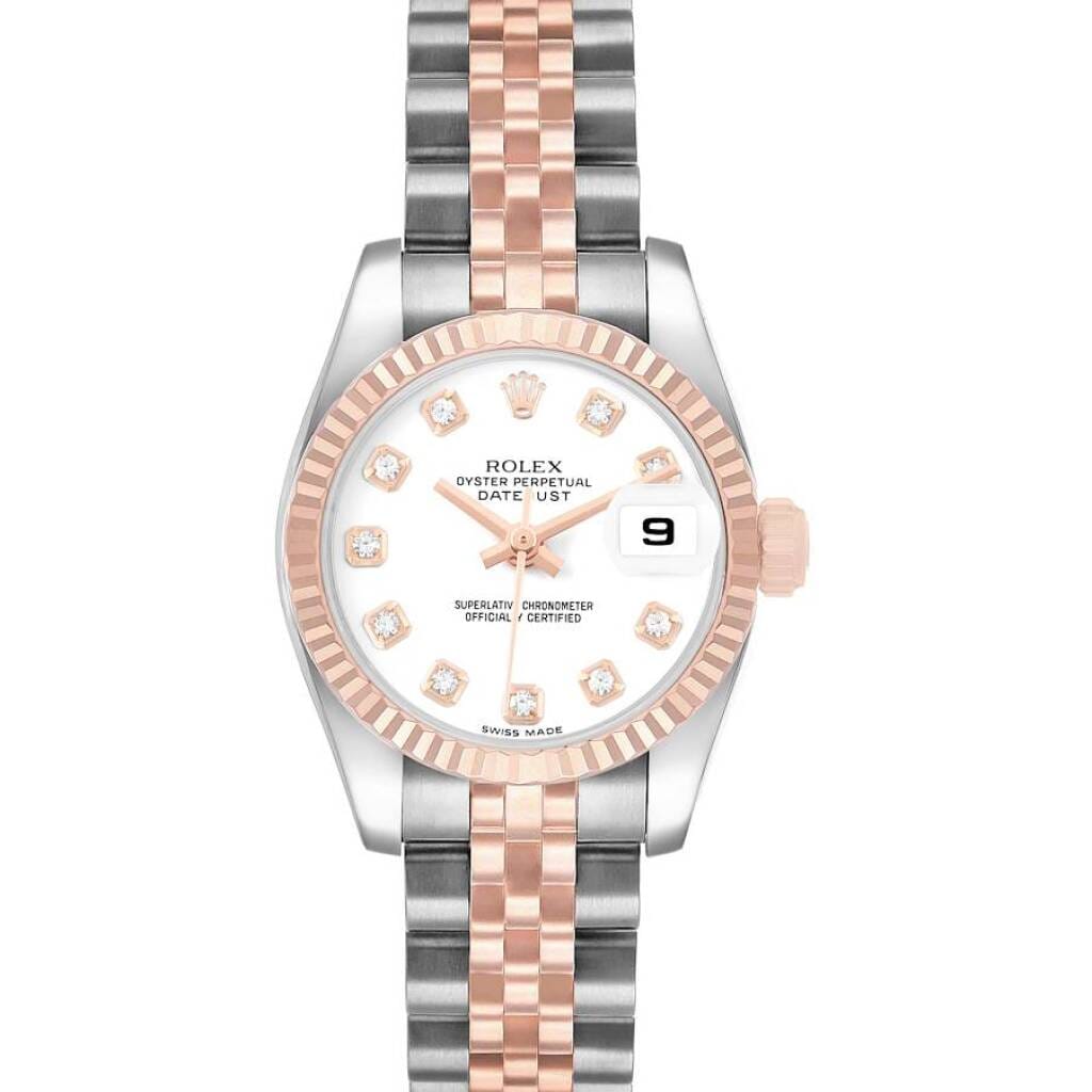 Datejust (Reference 179171). A 26mm rose gold stainless steel diamond-set automatic wristwatch with date. 2008-2009