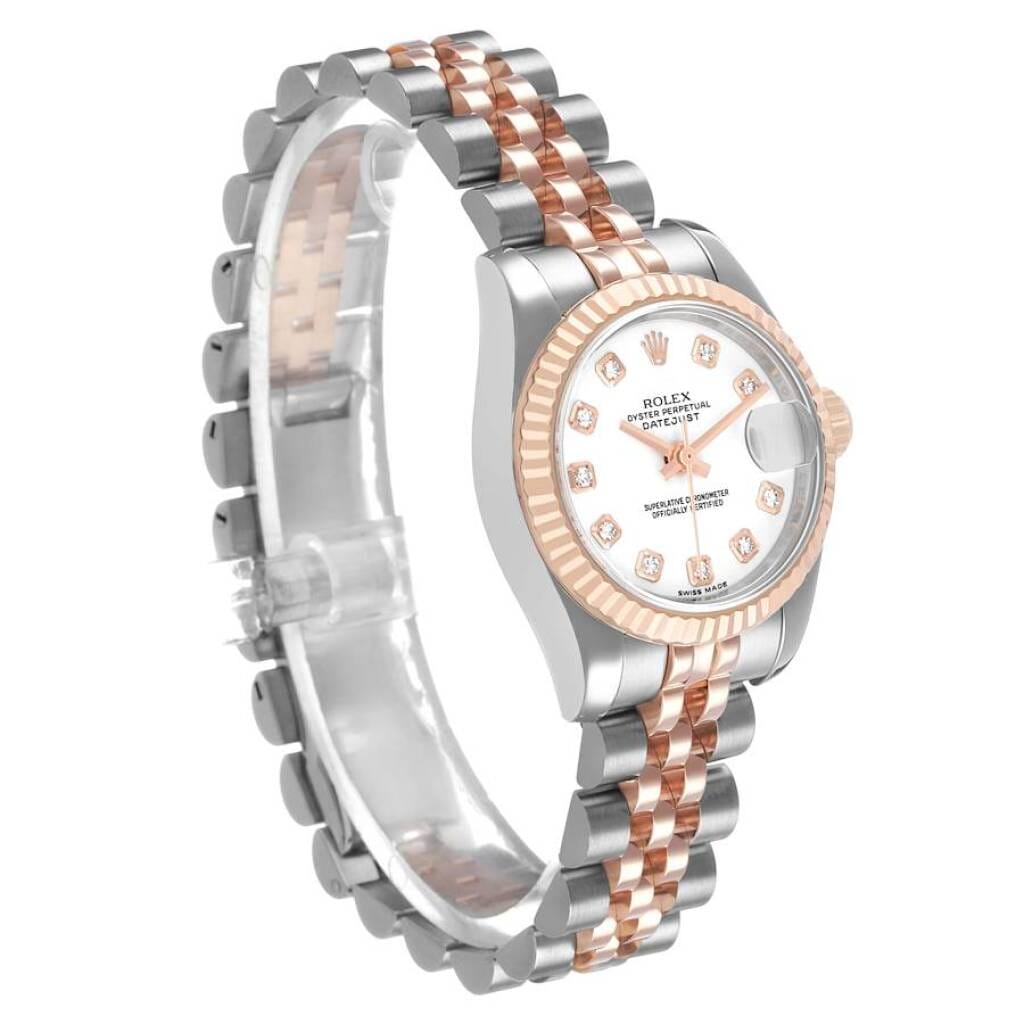 Datejust (Reference 179171). A 26mm rose gold stainless steel diamond-set automatic wristwatch with date. 2008-2009