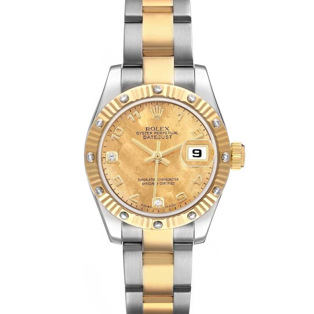 Datejust (Reference 179313). A 26mm yellow gold stainless steel diamond-set automatic wristwatch with date. 2005-2006